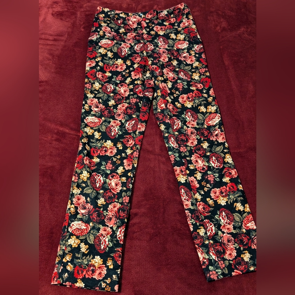 Stradivarius Black Floral Pants